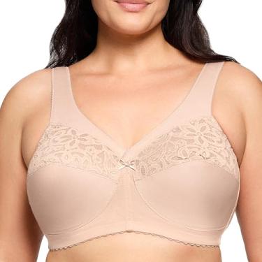 Imagem de Glamorise Sutiã feminino plus size MagicLift de algodão sem aro #1001, Café, 56DD