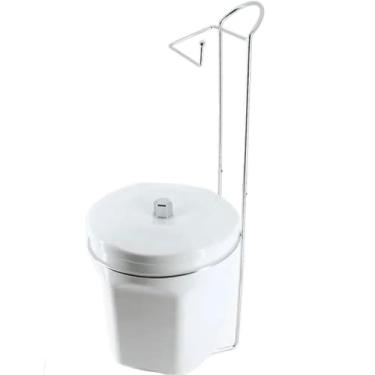 Imagem de Passerini, 0522-9, Porta Papel Higiênico com Lixeira Branca 6L Suporte Cromado