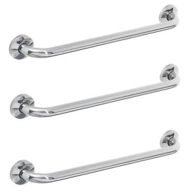 Imagem de Barra Alça De Apoio 80cm Kit 3 Uni Casa Banheiro Corrimao Box Escada S