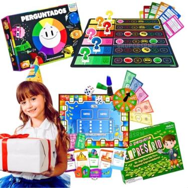 Imagem de Kit 2 em 1 jogo perguntados jogos educativos infantis + Brinquedo pequeno empresario pedagógico educação financeira presente dia das crianças menino 8 anos menina