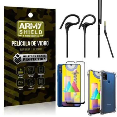 Imagem de Capinha Samsung M31 + Fone Sport Hs92 + Pelicula 3D - Armyshield