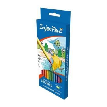 Imagem de Lápis de Cor 24 Peças Injexpen Redondo Volta Aula Escolar
