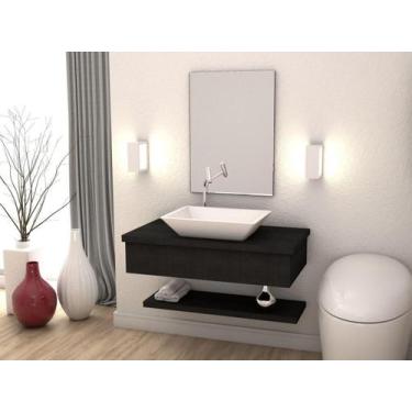 Imagem de Bancada Metrópole 805w C/cuba RT45 C/prateleira - Compace, Preto Ônix