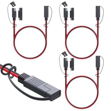 Imagem de MADCATZ Cabo de conectores 16 AWG compatível com SAE 1,5 m 2 pinos plugue único cabo de extensão automotiva de desconexão rápida para motocicletas carros carregador (3 peças com 3 adaptadores/6 capas)