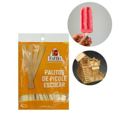 Imagem de Kit 100 Palito De Picolé Sorvete Redondo Para Forma De Picolé Sorvete 