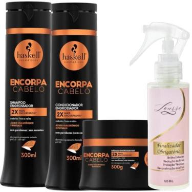 Imagem de Kit Encorpa Cabelo Shampoo + Cond + Máscara 300ml Haskell + Finalizado