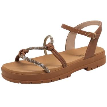 Imagem de Sandália Feminina Conforto Tiras Finas Strass Sua Cia