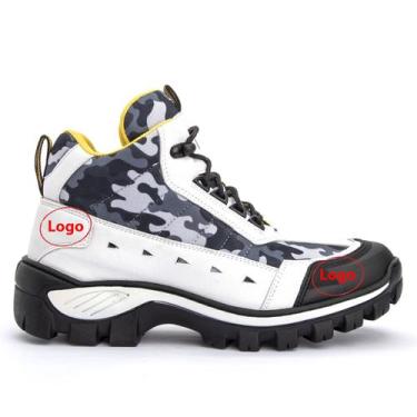 Imagem de Bota Coturno CAT Store Em Couro Branco Camuflado  Biqueira PVC , 42, B