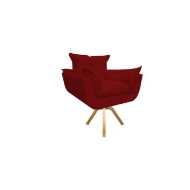 Imagem de Poltrona Decorativa Opala Base Giratória Suede Vermelho Mz Decor - Maz