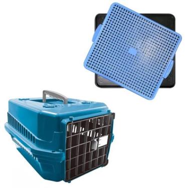 Imagem de Caixa Transporte Azul N2 Cães e Gato E Tapete Higienico Dog - MecPet