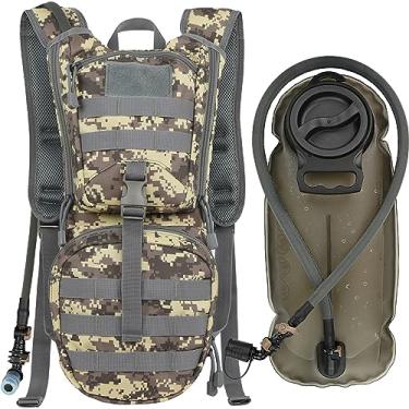 Imagem de MARCHWAY Mochila de hidratação Molle tática com bexiga de água TPU 3L, mochila militar para ciclismo, caminhadas, corrida, escalada, caça, ciclismo (ACU)