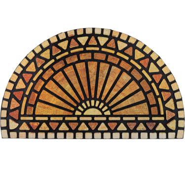 Imagem de CHICHIC Tapete de porta de boas-vindas Tapete de porta frontal para entrada de casa, tapete externo para entrada externa, capacho de entrada externa, tapete de entrada de borracha, resistente antiderrapante, perfil baixo, 45 x 76 cm, semicírculo