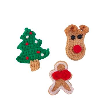 Imagem de Broche de crochê feito à mão, acessórios, malha, para ela, feriado, aniversário, festa, dia da mulher, dia das mães, pós-graduação (alce, árvore de Natal, homem de gengibre)