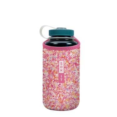 Imagem de Sok It BotlSok Capa de neoprene isolada para garrafa de água (corações florais, serve em Nalgene de 946 ml)