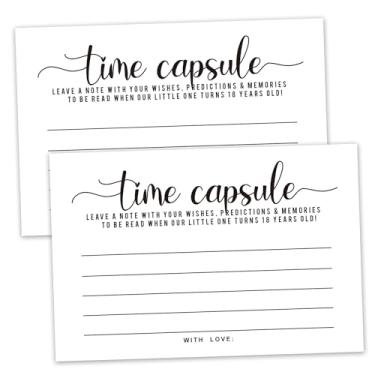 Imagem de KORTTITALO Cartões de cápsula do tempo para festas de aniversário, jogos de festa de 1º aniversário ou atividades de jogos de chá de bebê para convidados, 50 cartões 10 x 15 cm.