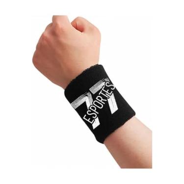 Imagem de Munhequeira de Algodão para Esportes, Absorvente de Suor, para Basquete, Vôlei de Praia e Crossfit (Preto)