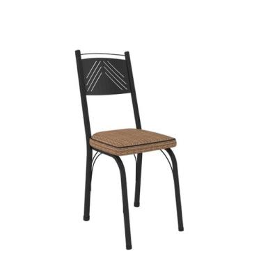 Imagem de Kit 2 Cadeiras Tubulares 151 Preto Fosco Assento Rattan - Artefamol