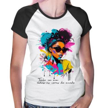 Imagem de Baby Look Raglan Tenho em mim todas as cores do mundo - Foca na Moda, 