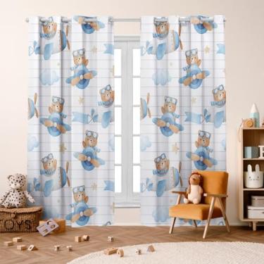 Imagem de Cortina Infantil 3,00x2,20 Decoração Divertida para Quarto de Criança (Baby Aviador)