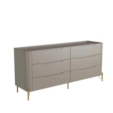 Imagem de Cômoda 6 Gavetas L178 X A81,5cm MDF Grigio/Dourado - Incolar
