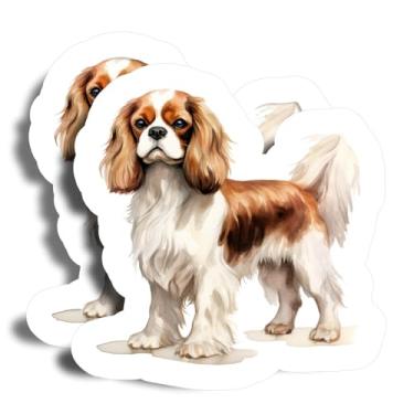 Imagem de Adesivos Cavalier King Charles Spaniel - 12,7 cm no lado mais longo - Raças fofas - Animais-Divertimento - Pacote com 2 - Adesivo alto - Adesivos de para-choque para carros, caminhões, SUV - Feito nos