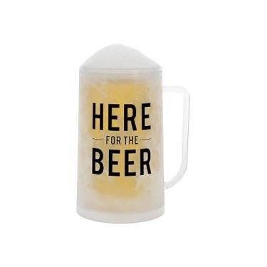 Imagem de Pavilion Gift Company - Here for the Beer - Caneca de plástico para freezer de 340 g Stein Beer Lover Bebedor de álcool Humor exclusivo Utensílios de cozinha