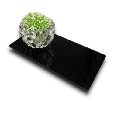 Imagem de Bandeja vidro preto para lavabo banheiro decoração enfeite decorativo 20x10(Preta)