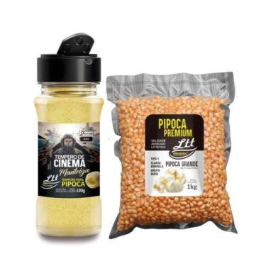 Imagem de Tempero Para Pipoca Sabor manteiga 900g + Milho Para Pipoca 1 Kilo A V