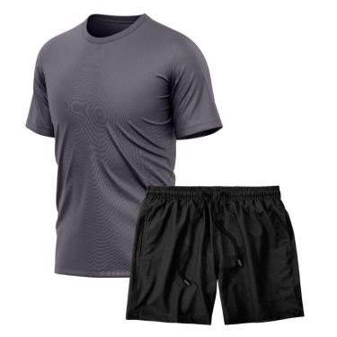 Imagem de Kit Camiseta Manga Curta Dry Chumbo + Short Tactel Academia Caminhada Gênero:Homem;Tamanho:G;Cor:-Masculino