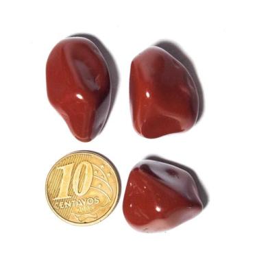 Imagem de 03 Jaspe Vermelho Rolado Pedra Natural G 30 a 45mm Classe A - Cristais