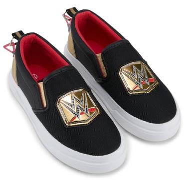 Imagem de WWE Tênis masculino Championship Belt – John Cena, Roman Reigns, Seth Rollins World Wrestling Champion Belt Shoes Slip On, Preto, 30 BR