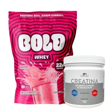 Imagem de Combo Whey Protein 3W + Creatina 300g Easy Nutri (900g, Mousse de Morango)