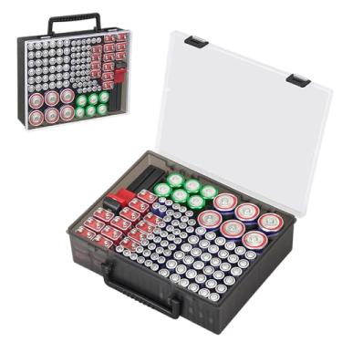 Imagem de RISOU Estojo organizador de bateria, armazena mais de 95 baterias - Caixa de armazenamento de bateria para AA AAA 9V C D Lítio 3vLR44 CR2016 CR1632 CR2032 CR2025 (APENAS CASE) (preto)