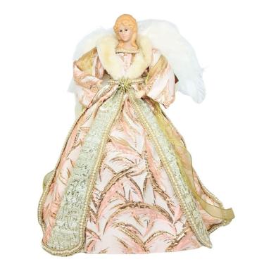 Imagem de Anjo Decorativo Natal Ponteira árvore Rosê Gold E Dourado Luxo 40cm - Noel Decor