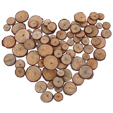 Imagem de NUOBESTY 100 Peças De Fatias Madeira Para Artesanato Faça Você Mesmo, Redondas Naturais, Discos Toras, Decoração Inacabada Casa E Casamento, 1-3 Cm