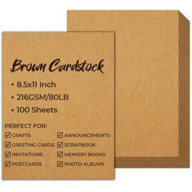 Imagem de Papel grosso de cartolina Ohuhu Brown Kraft 100 folhas  8,5" x 11" Car
