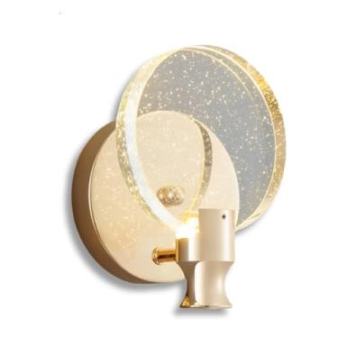 Imagem de Arandela De Parede Redonda Disco Dourado Cristal Moderno (DOURADO)