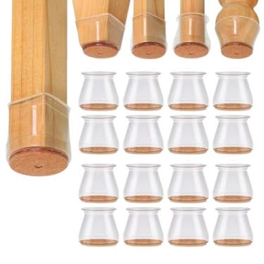 Imagem de Kit C/16 Protetor de Silicone Com Feltro Para Pés de Cadeira, Mesa, Banqueta - Para Móveis de até 4cm | Anti risco, Reduz Ruído, Lavável, Antiderrapante, Fácil de Instalar