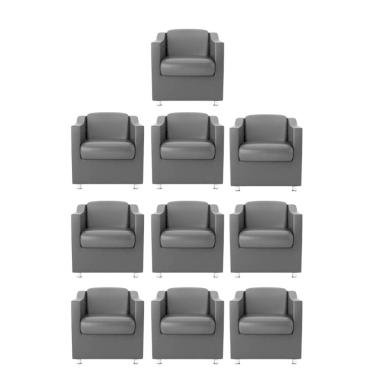 Imagem de Kit 10 Poltronas Bia Decorativa Reforçada Recepção Clínica Salão Sala De Estar Courino
