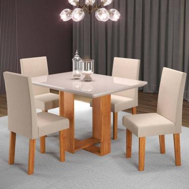 Imagem de Mesa de Jantar 4 Lugares Shirley Marrom/Nude/Off White - Pnr Móveis