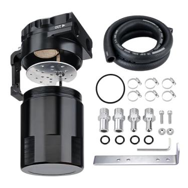 Imagem de EVIL ENERGY Lata de captura de óleo, lata de óleo perplexo de 300 ml com kit de mangueira de combustível de identificação de 5/20.3 cm, tanque separador de óleo de ar de alumínio universal pode ser