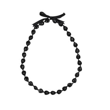 Imagem de Colar Lei Kukui Nuts Lei com fita de formatura Class of 2024, colar de laço havaiano preto grosso, colar de bússola para mulheres, colares trançados para colégio, colares, imitação de nozes Kukui