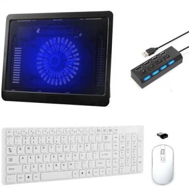 Imagem de Teclado, Mouse, Suporte Cooler Hub 4 Notebook Samsung Branco - BD Net