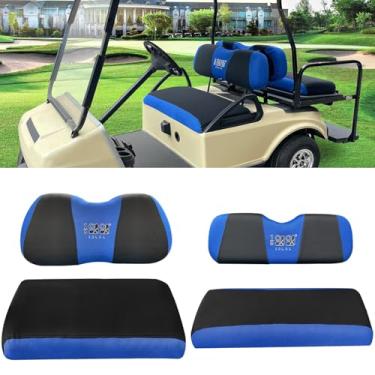 Imagem de 10L0L Conjunto de capa de assento dianteiro traseiro para carrinho de golfe para EZGO TXT RXV & Club Car DS 2000-up (encosto plano), feito com tecido de poliéster de malha de ar 3D respirável lavável,
