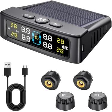 Imagem de anasmc Sistema de monitoramento de pressão de pneu RV, TPMS de carga solar, 6 sensores (4 sensores)