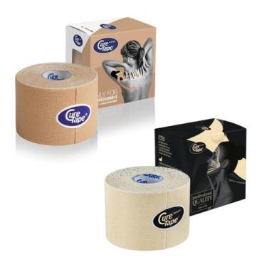 Imagem de Kit 2 Rolos Bandagem CureTape Tipo Kinesio Taping para Fisioterapia e 