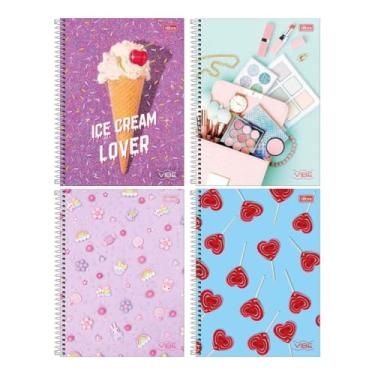 Imagem de Caderno Espiral Universitário Tilibra com 80 Folhas Vibe Feminino Capa Dura Estudante Aula Escolar