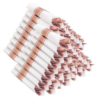 Imagem de Conjunto de talheres de plástico Joyido Rose Gold 400 unidades com gua