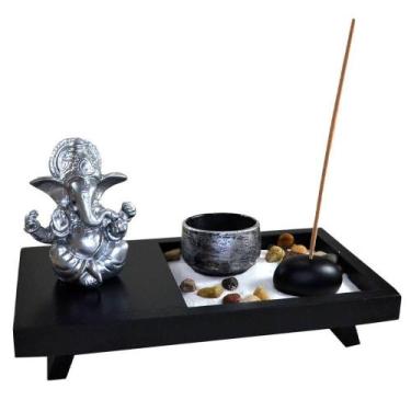 Imagem de Terrário Bandeja Areia Altar Ganesha Jardim Zen Decorativo Porta Vela 