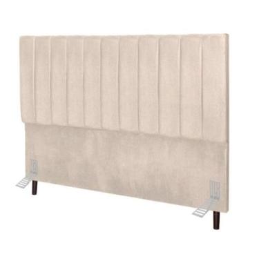 Imagem de Cabeceira Cama Casal Queen Size 160 Cm Lívia Linho E Frame com cor pre